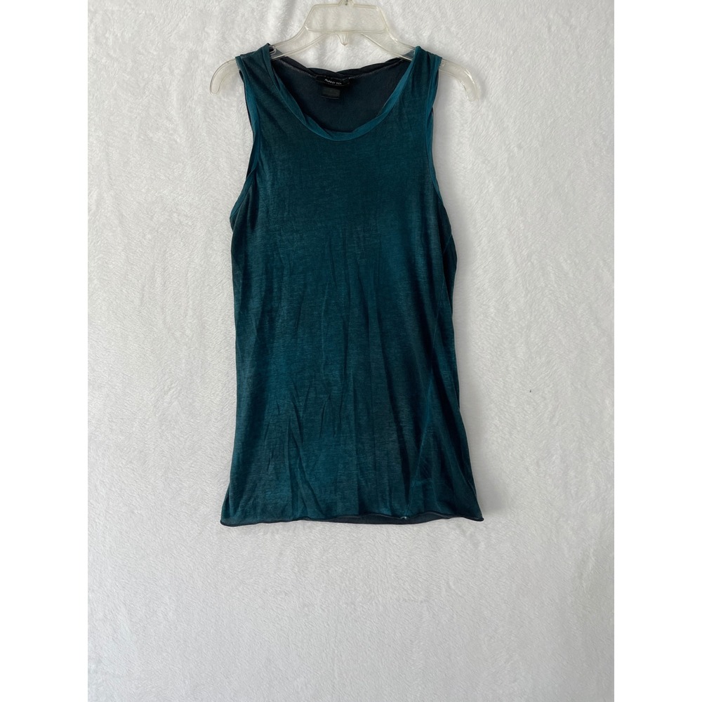 Avant Toi Womens Sz Med Teal Blue Silk Modal Hand Painted Tank Top Made Italy